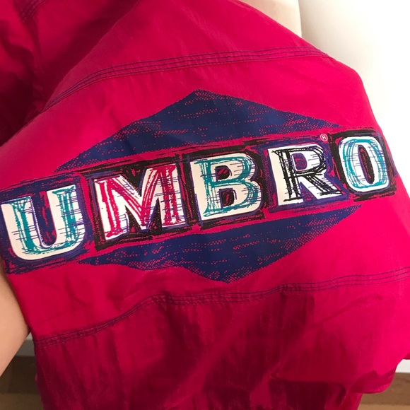 Vtg 90s Umbro Hot Pink Quarter Zip Windbreaker - Picture 8 of 8